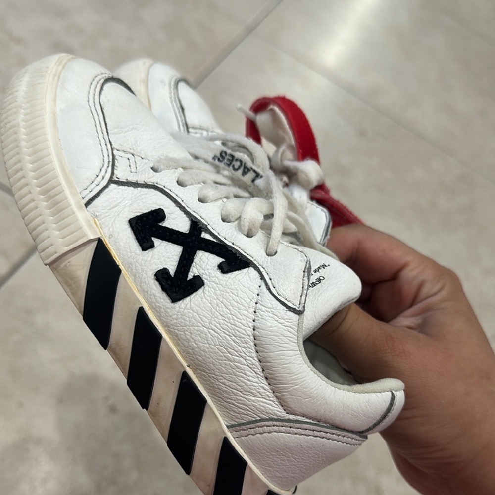 Off-White White and Black Kids' Sneakers